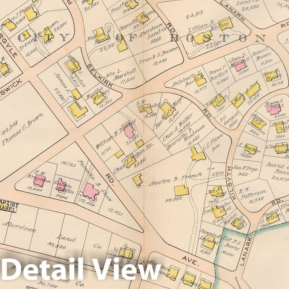Historic Map : Atlas Town of Brookline, Brookline 1897 Plate 013 , Vintage Wall Art
