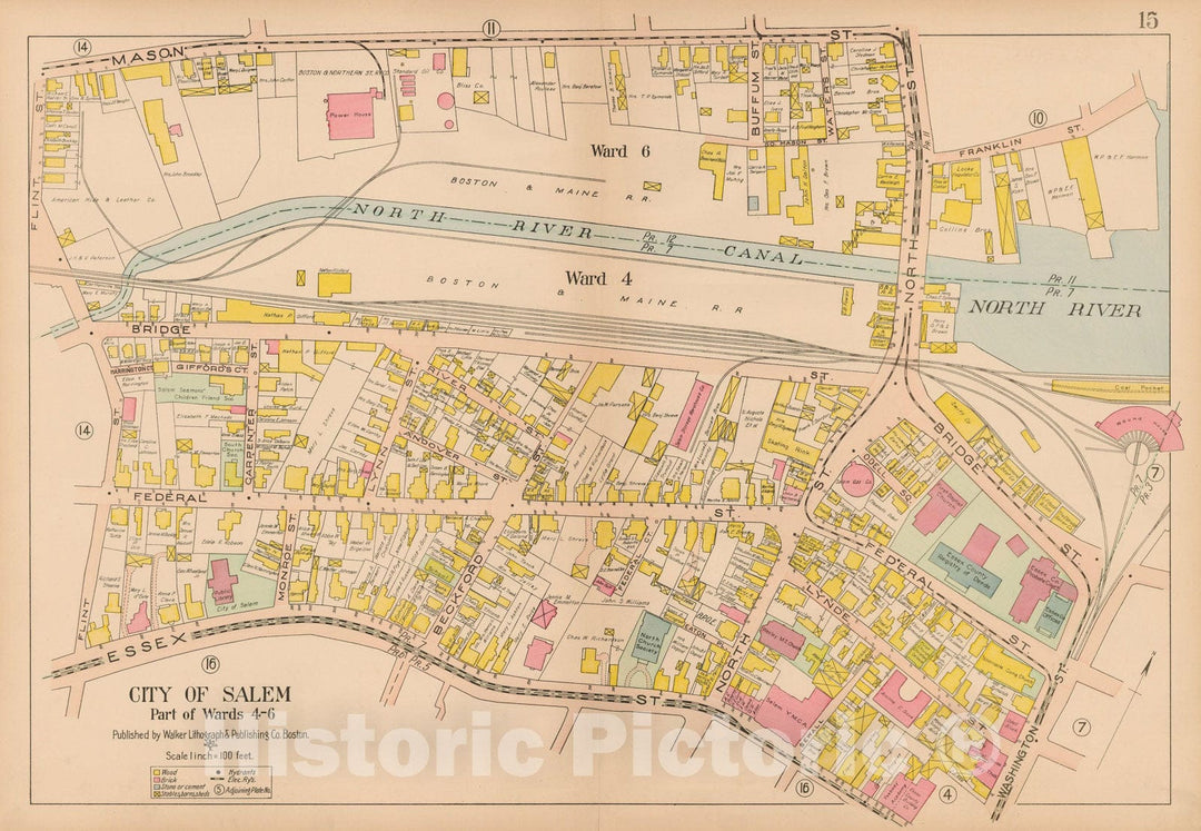 Historic Map : Atlas City of Salem, Salem 1911 Plate 015 , Vintage Wall Art