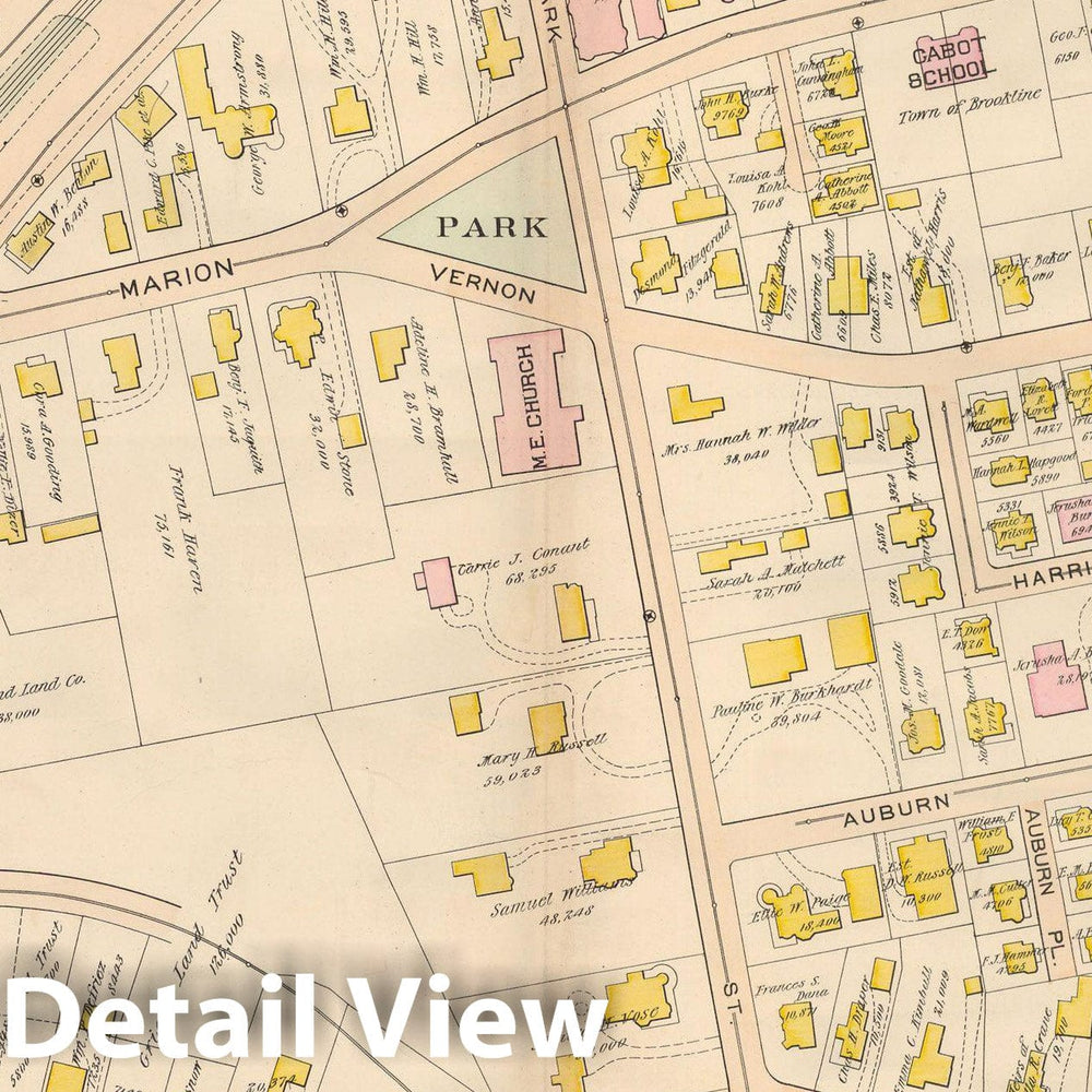 Historic Map : Atlas Town of Brookline, Brookline 1897 Plate 010 , Vintage Wall Art