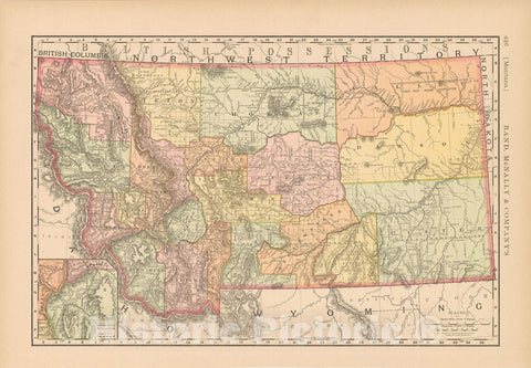 Historic Map : United States Maps, Montana 1894 , Vintage Wall Art
