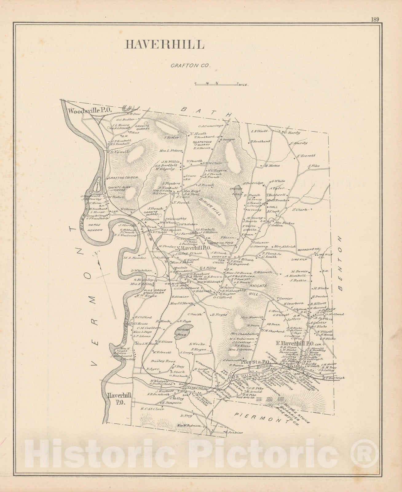 Historic Map : Haverhill 1892 , Town and City Atlas State of New Hampshire , v2, Vintage Wall Art