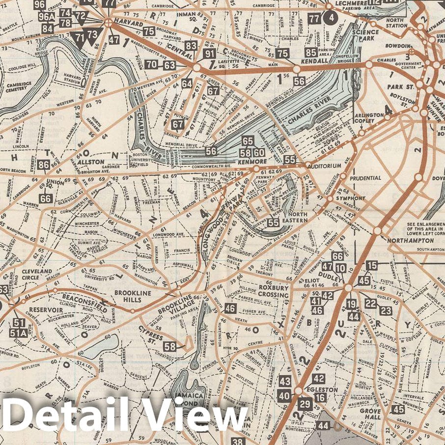 Historic Map : Greater Boston Transit Maps, MBTA System Route Map 1965 ...