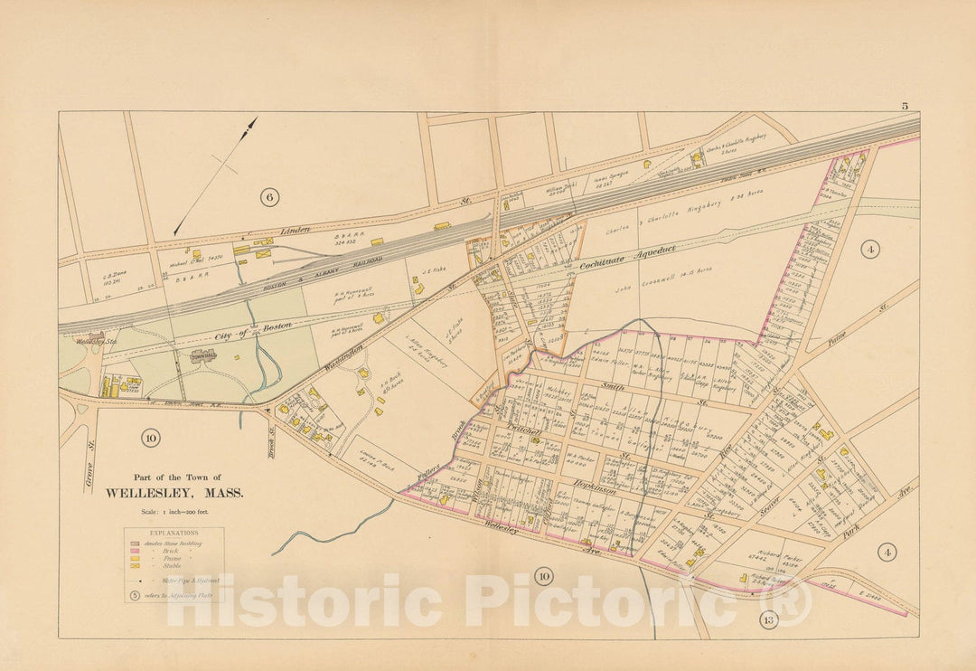 Historic Map : Atlas of Wellesley, Wellesley 1897 Plate 005 , Vintage Wall Art