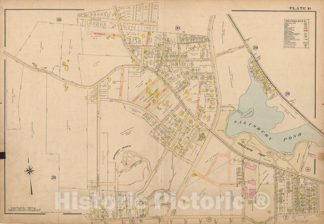 Historic Map : Atlas City of Worcester, Worcester 1911 Plate 010 , Vintage Wall Art