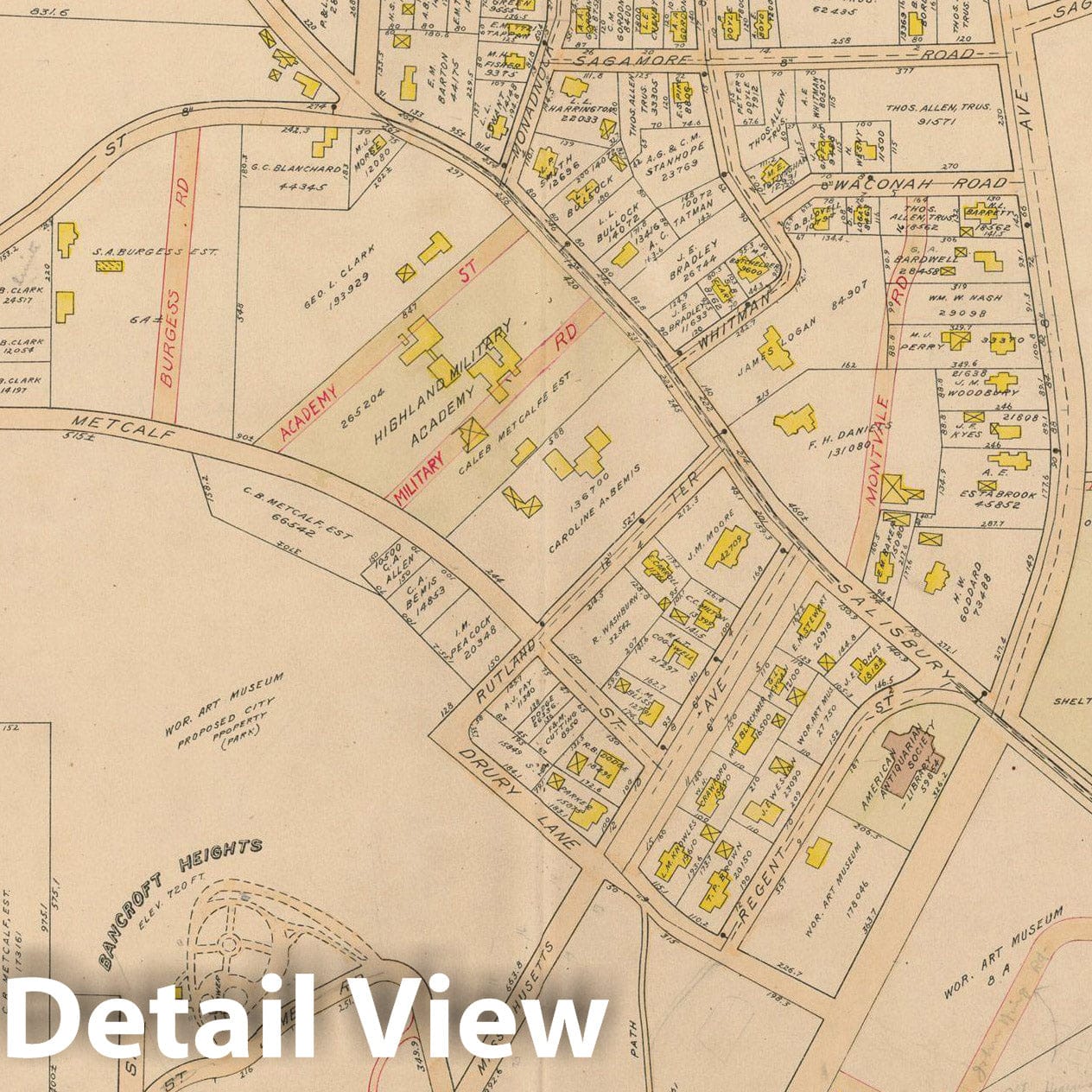 Historic Map : Atlas City of Worcester, Worcester 1911 Plate 010 , Vintage Wall Art