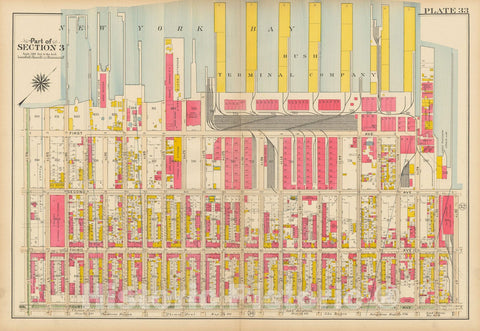 Historic Map : Vol. 1, Brooklyn 1908 Plate 033 , Atlas Borough of Brooklyn , Vintage Wall Art