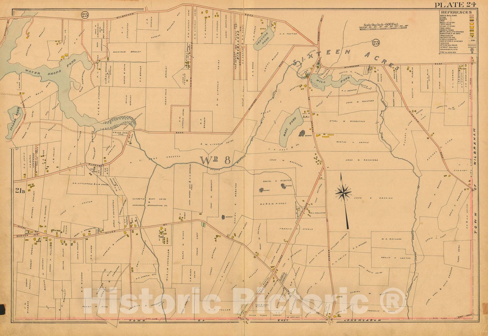 Historic Map : Atlas City of Springfield and The Town of Longmeadow 1910 Plate 024 , Vintage Wall Art