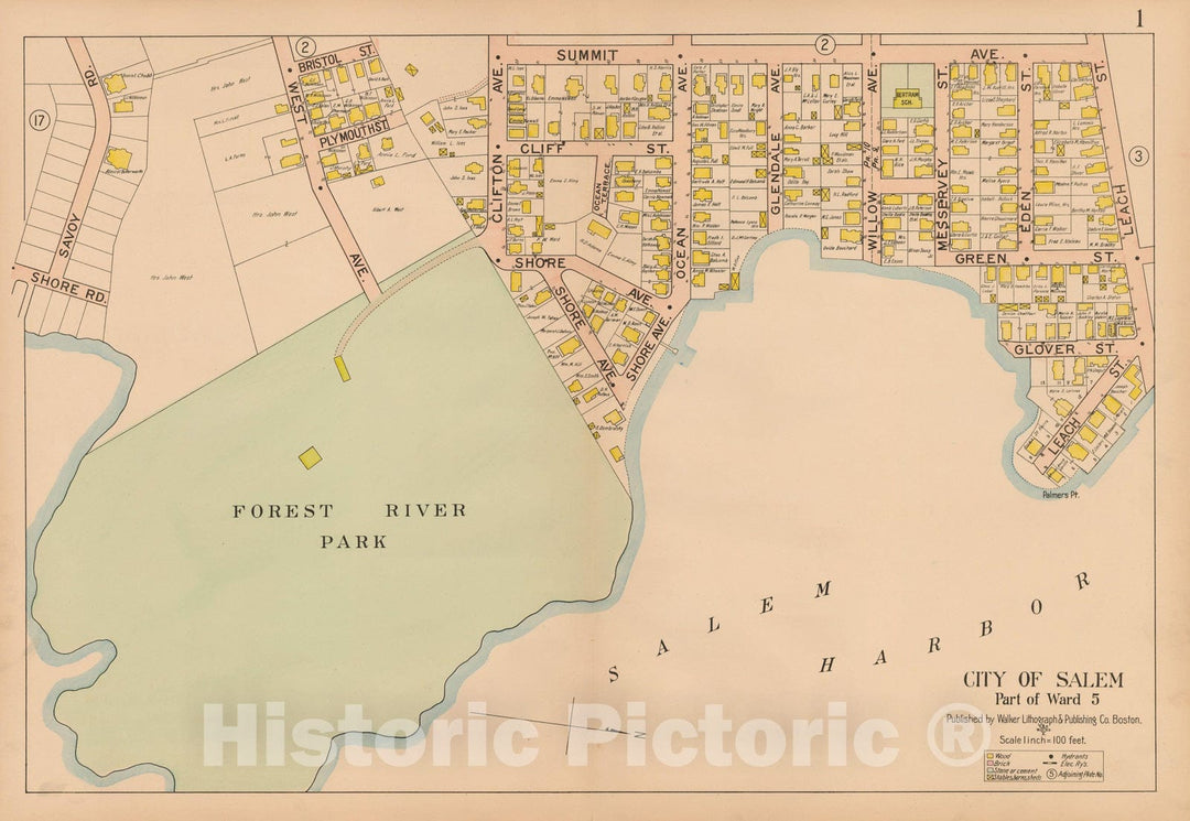 Historic Map : Atlas City of Salem, Salem 1911 Plate 001 , Vintage Wall Art
