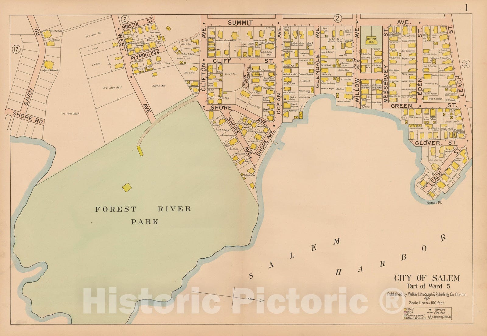 Historic Map : Atlas City of Salem, Salem 1911 Plate 001 , Vintage Wall Art
