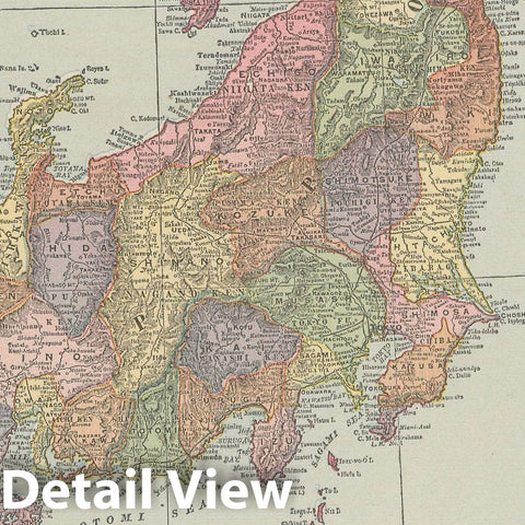 Historic Map : Japan 1900 , Universal Atlas World , v2, Vintage Wall Art