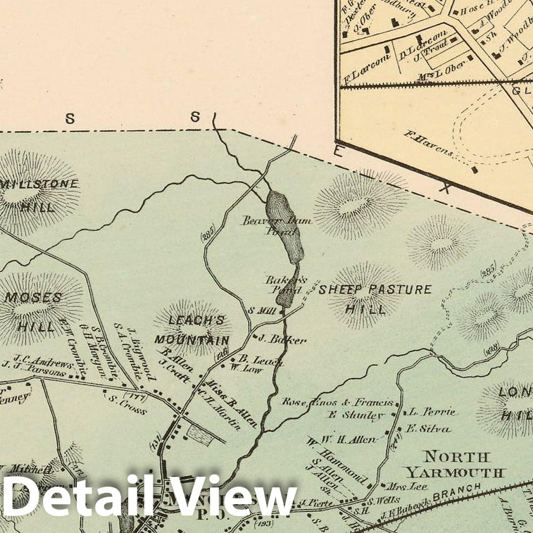 Historic Map : Atlas of Essex County Massachusetts, Manchester & Manchester By The Sea 1872 , v2, Vintage Wall Art