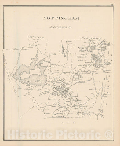 Historic Map : Nottingham 1892 , Town and City Atlas State of New Hampshire , Vintage Wall Art