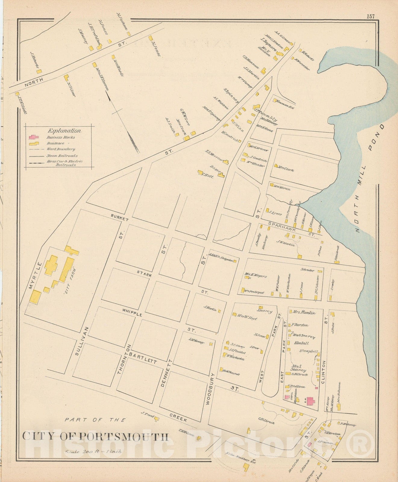 Historic Map : Portsmouth 1892 , Town and City Atlas State of New Hampshire , v3, Vintage Wall Art