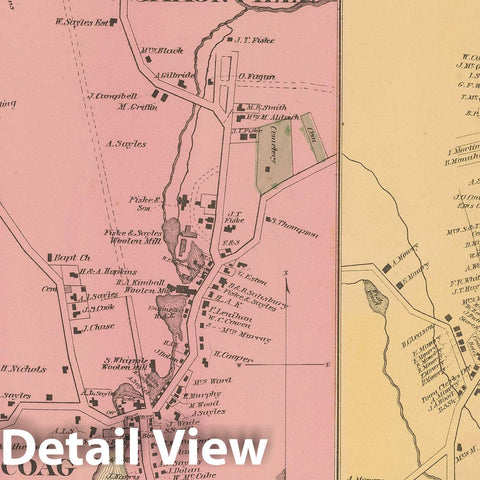 Historic Map : Atlas State of Rhode Island, Graniteville & Harrisville & Pascoag 1870 , Vintage Wall Art