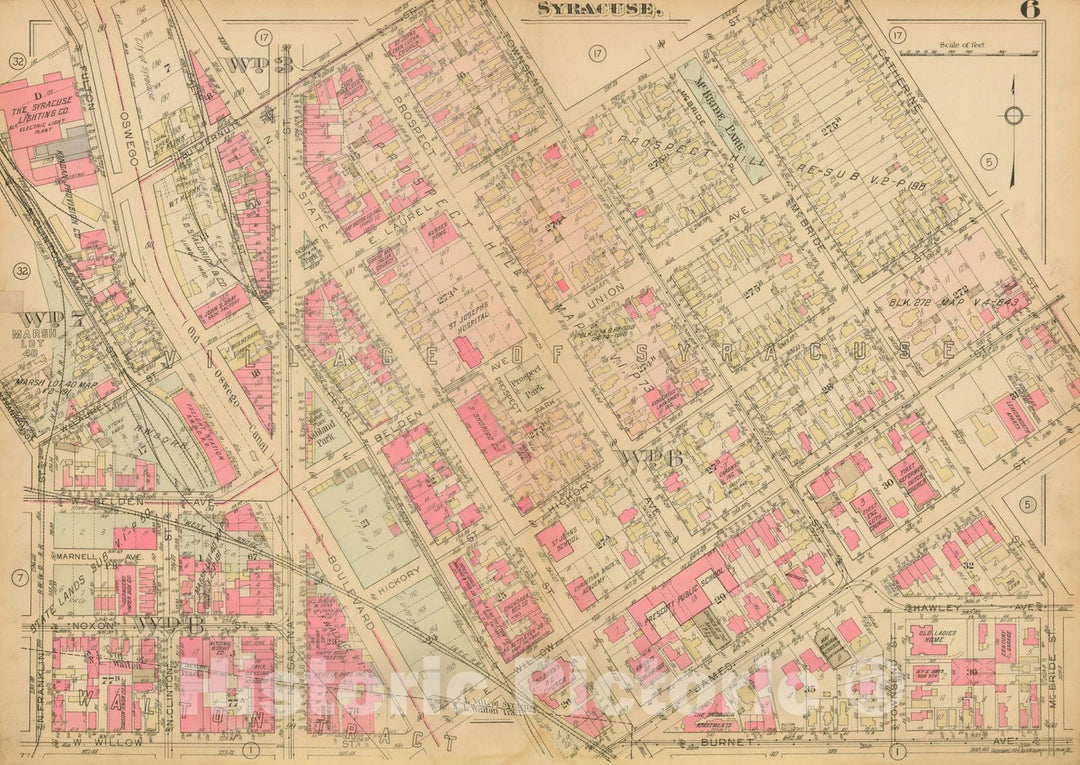 Historic Map : Atlas City of Syracuse, NY and Suburbs, Syracuse 1924 Plate 006 , Vintage Wall Art