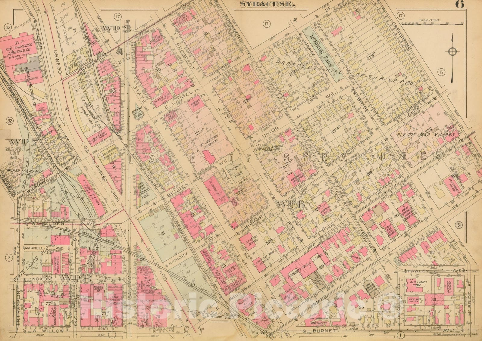 Historic Map : Atlas City of Syracuse, NY and Suburbs, Syracuse 1924 Plate 006 , Vintage Wall Art