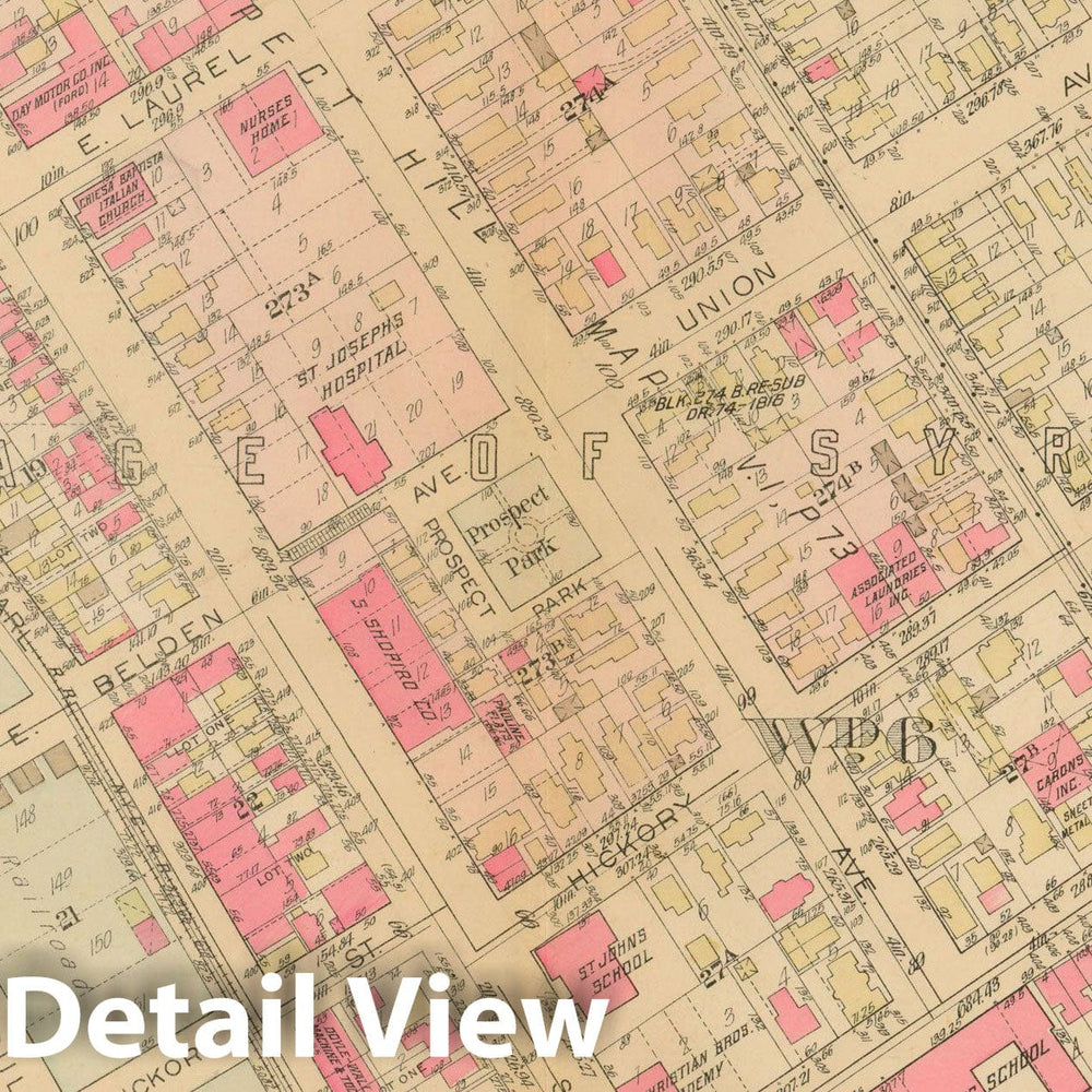 Historic Map : Atlas City of Syracuse, NY and Suburbs, Syracuse 1924 Plate 006 , Vintage Wall Art