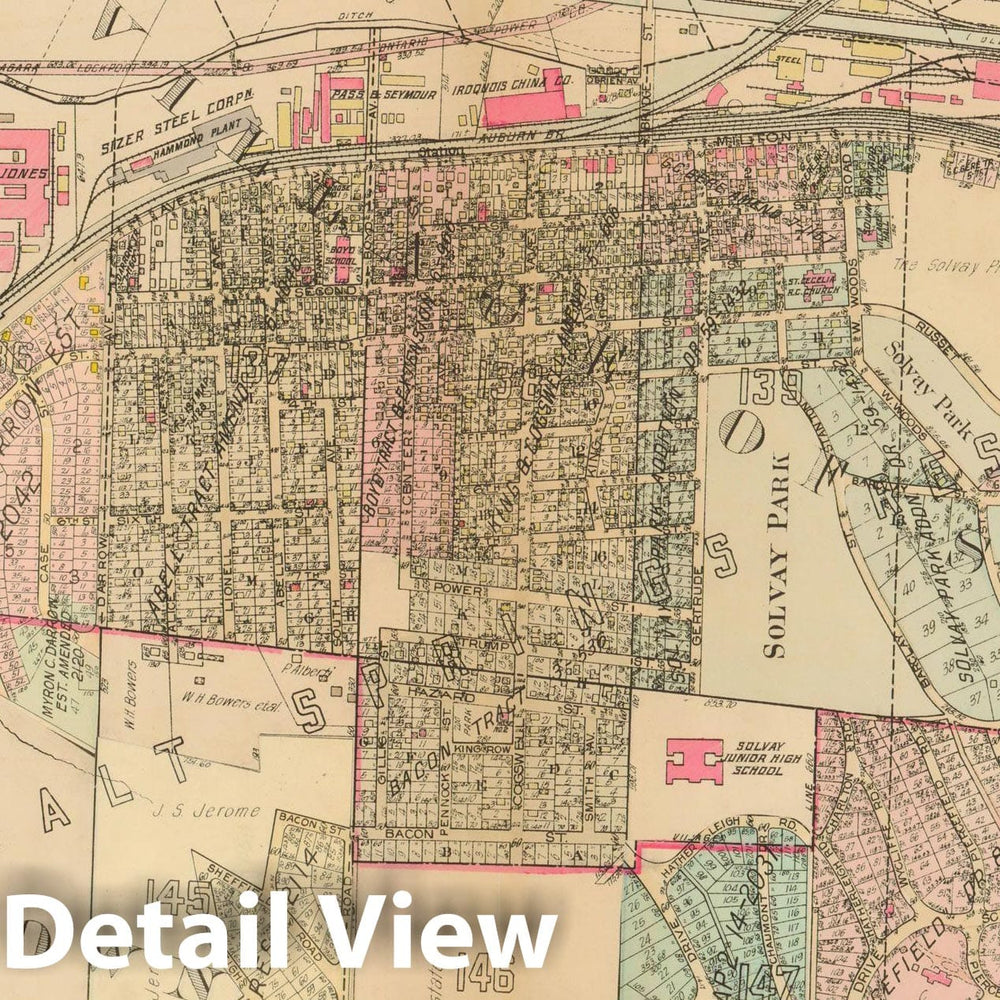 Historic Map : Atlas City of Syracuse, NY and Suburbs, Syracuse 1924 Plate 033 , Vintage Wall Art