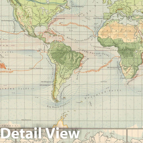 Historic Map : World Map 1899 , Andrees Allgemeiner Handatlas , v4, Vintage Wall Art