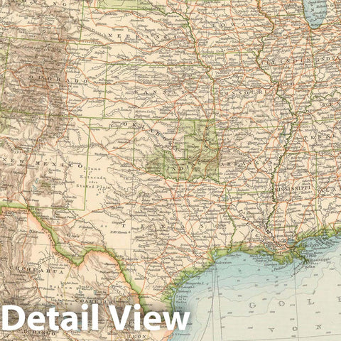 Historic Map : United States 1899 , Andrees Allgemeiner Handatlas , Vintage Wall Art