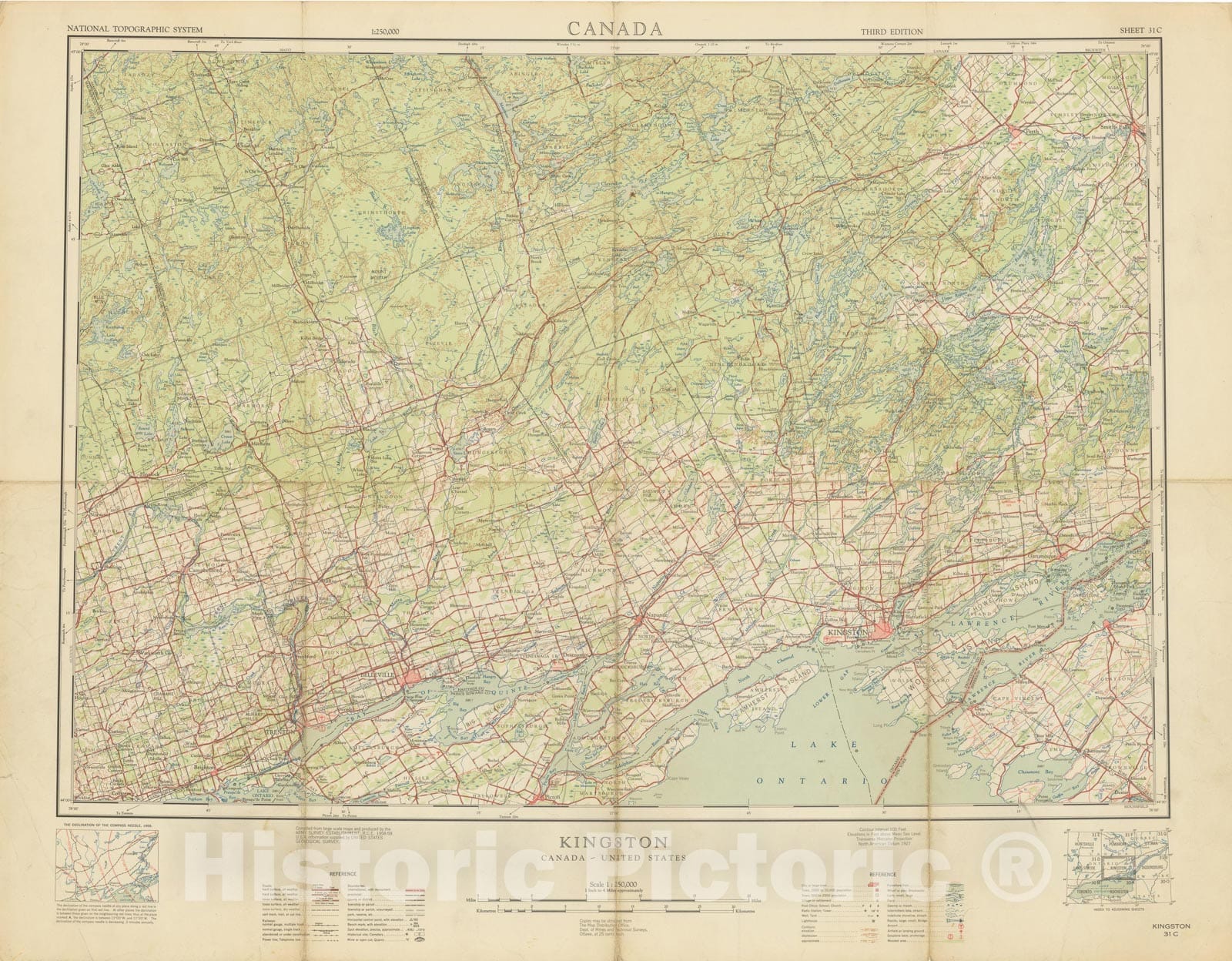 Historic Map : Kingston 1959 Topographic Map , Vintage Wall Art