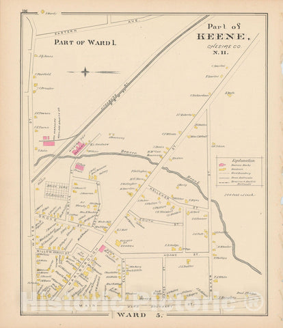 Historic Map : Keene 1892 , Town and City Atlas State of New Hampshire , v2, Vintage Wall Art