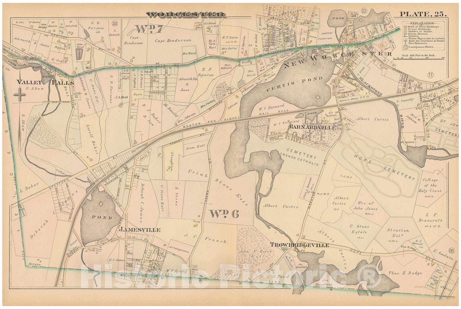 Historic Map : Atlas City of Worcester, MA, Worcester 1886 Plate 025 , Vintage Wall Art