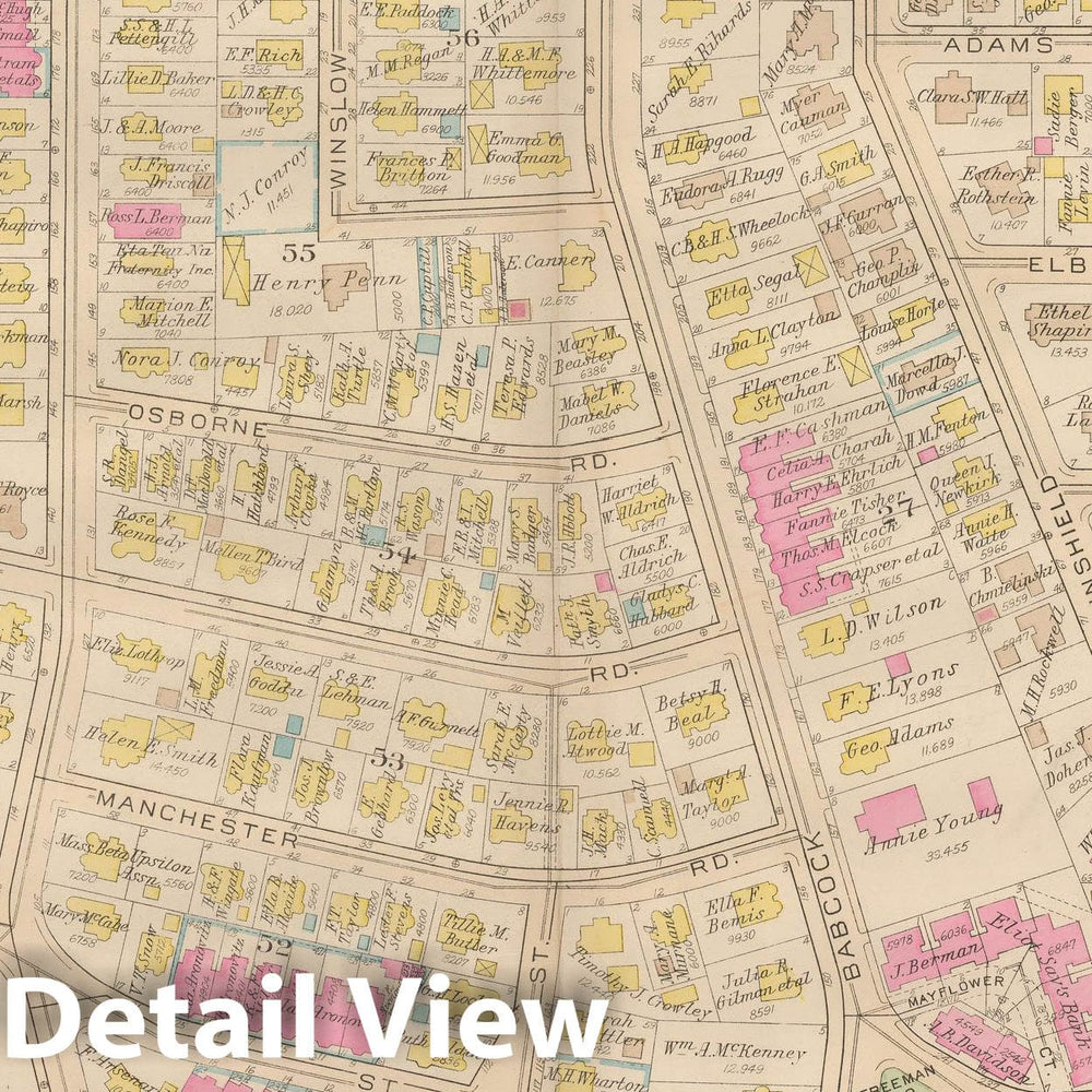 Historic Map : Atlas Town of Brookline, Brookline 1927 Plate 006 , Vintage Wall Art