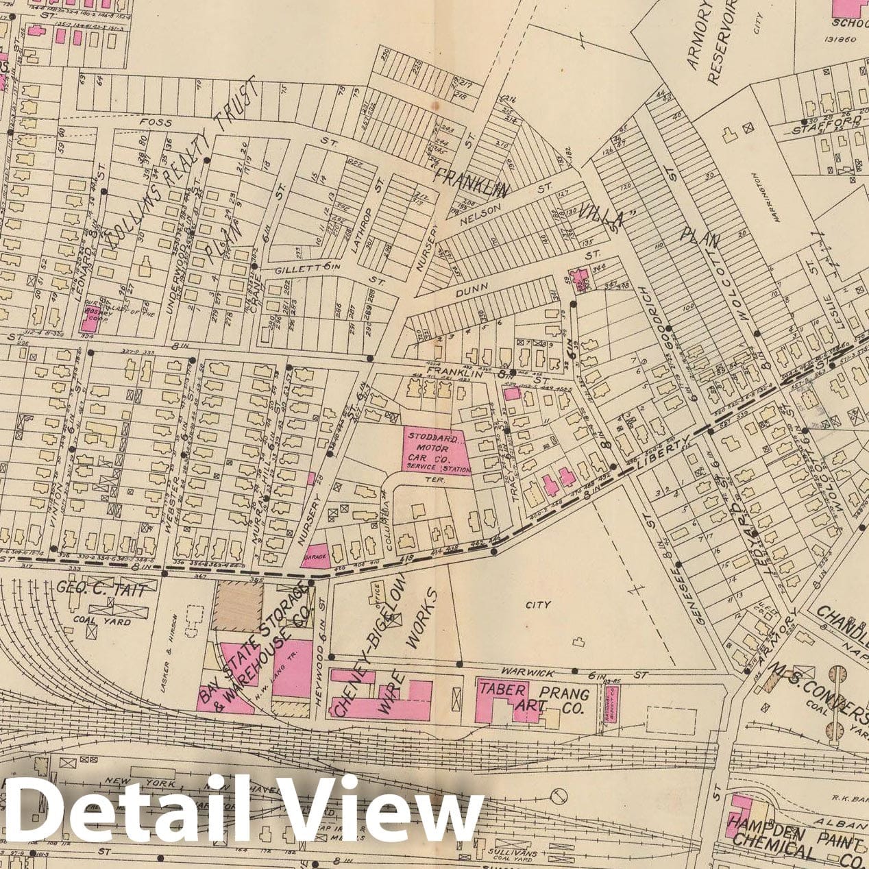 Historic Map : Atlas City of Springfield and the Town of Longmeadow 1920 Plate 013 , Vintage Wall Art