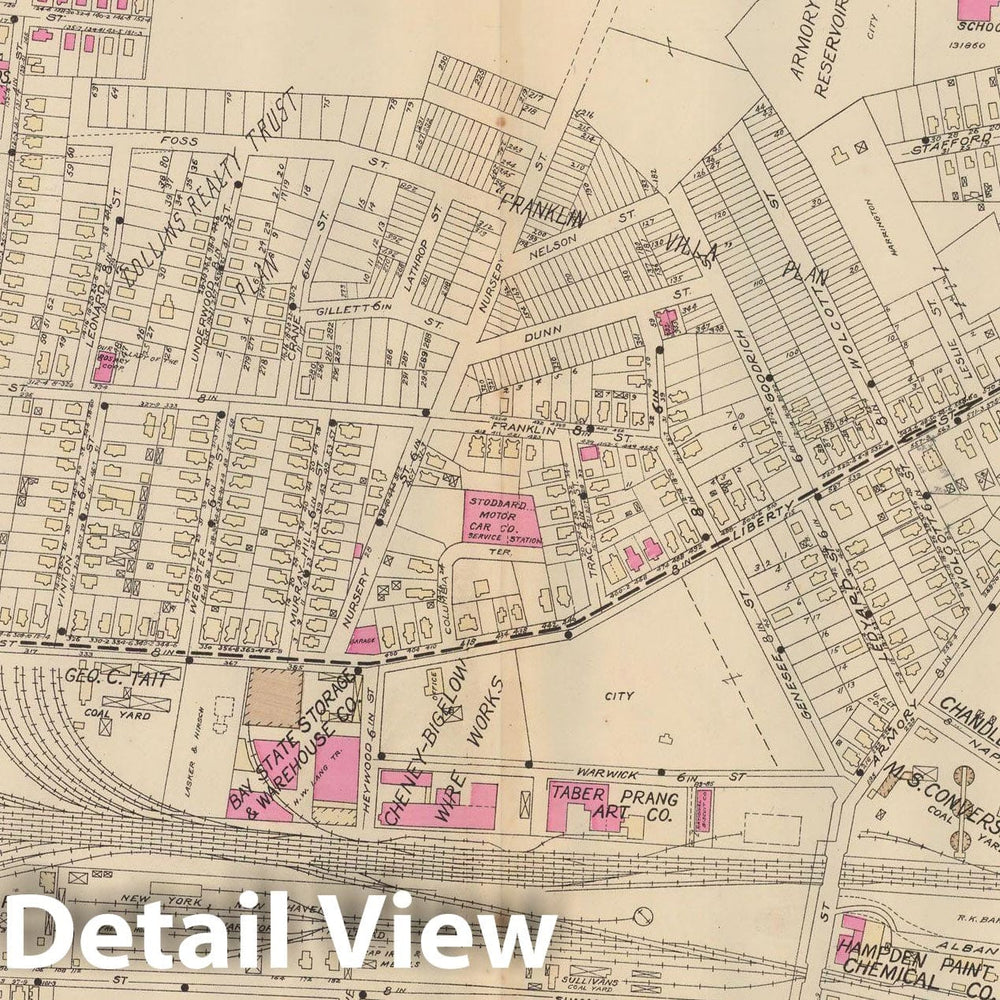 Historic Map : Atlas City of Springfield and the Town of Longmeadow 1920 Plate 013 , Vintage Wall Art