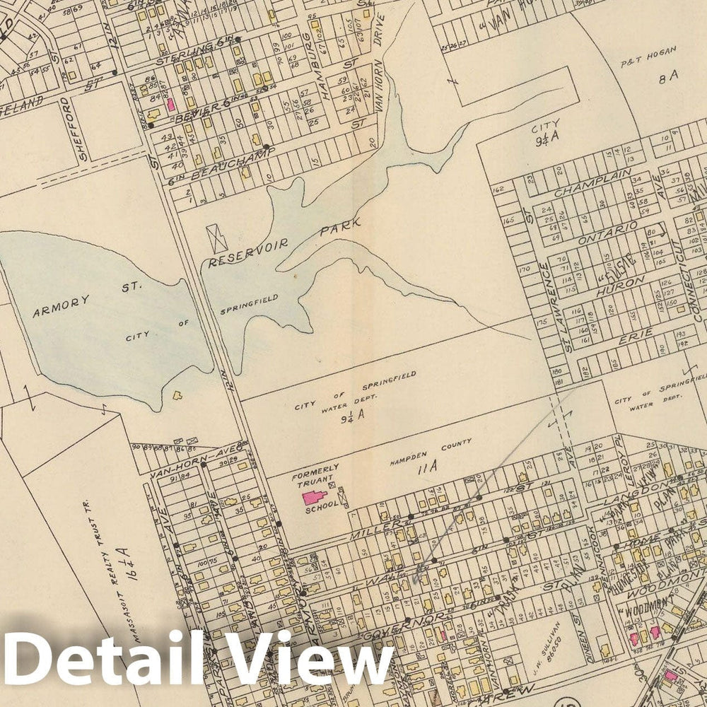 Historic Map : Atlas City of Springfield and the Town of Longmeadow 1920 Plate 014 , Vintage Wall Art