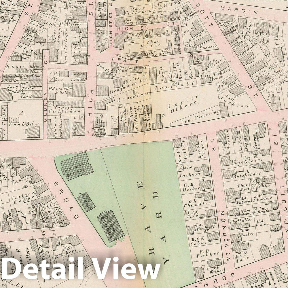 Historic Map : Atlas City of Salem, Massachusetts, Salem 1874 Plate F , Vintage Wall Art