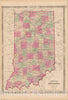 Historic Map : Indiana 1865 , Johnson's Family Atlas , Vintage Wall Art