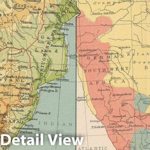 Historic Map : South Africa - Elevation and Geology 1911 , Vintage Wall Art