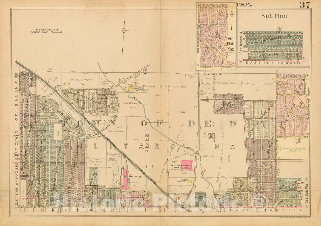 Historic Map : Atlas City of Syracuse, NY and Suburbs, Syracuse 1924 Plate 037 , Vintage Wall Art