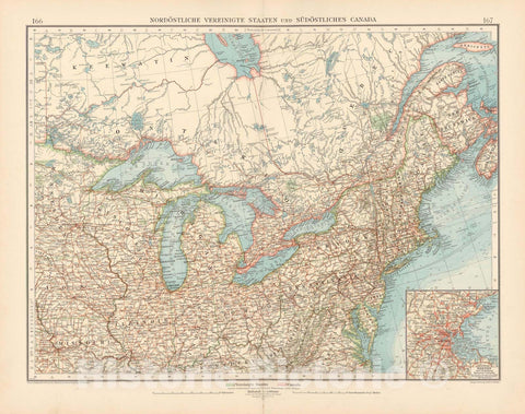 Historic Map : United States & Canada 1899 , Andrees Allgemeiner Handatlas , Vintage Wall Art