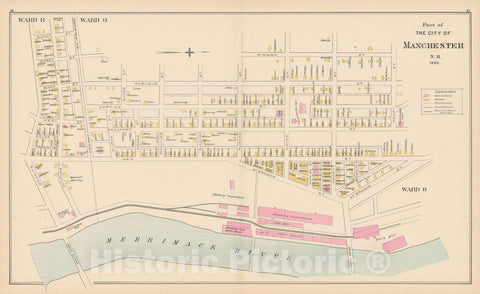 Historic Map : Manchester 1892 , Town and City Atlas State of New Hampshire , v6, Vintage Wall Art