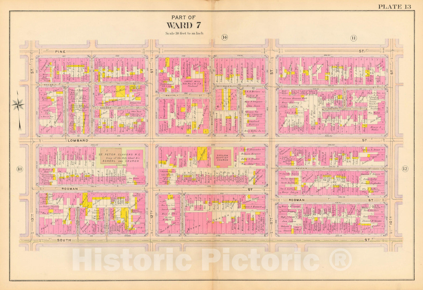 Historic Map : Philadelphia 1908 Plate 013 , Vintage Wall Art