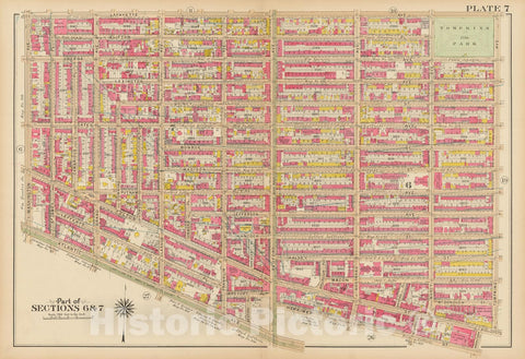 Historic Map : Vol. 1, Brooklyn 1908 Plate 007 , Atlas Borough of Brooklyn , Vintage Wall Art