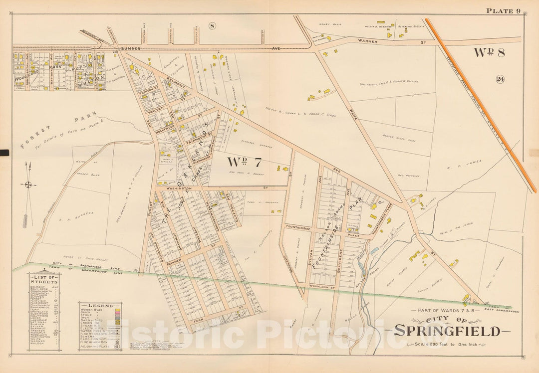 Historic Map : Atlas City of Springfield, Springfield 1899 Plate 009 , Vintage Wall Art