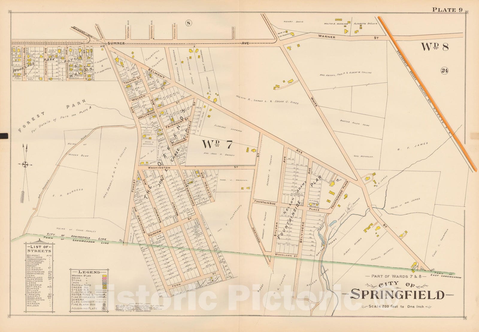 Historic Map : Atlas City of Springfield, Springfield 1899 Plate 009 , Vintage Wall Art
