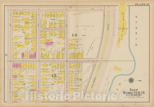 Historic Map : Atlas of South Boston, South Boston 1910 Plate 023 , Vintage Wall Art