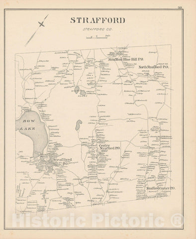 Historic Map : Strafford 1892 , Town and City Atlas State of New Hampshire , Vintage Wall Art
