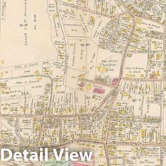 Historic Map : Atlas City of Newton, MA, Newton 1907 Plate 023 , Vintage Wall Art
