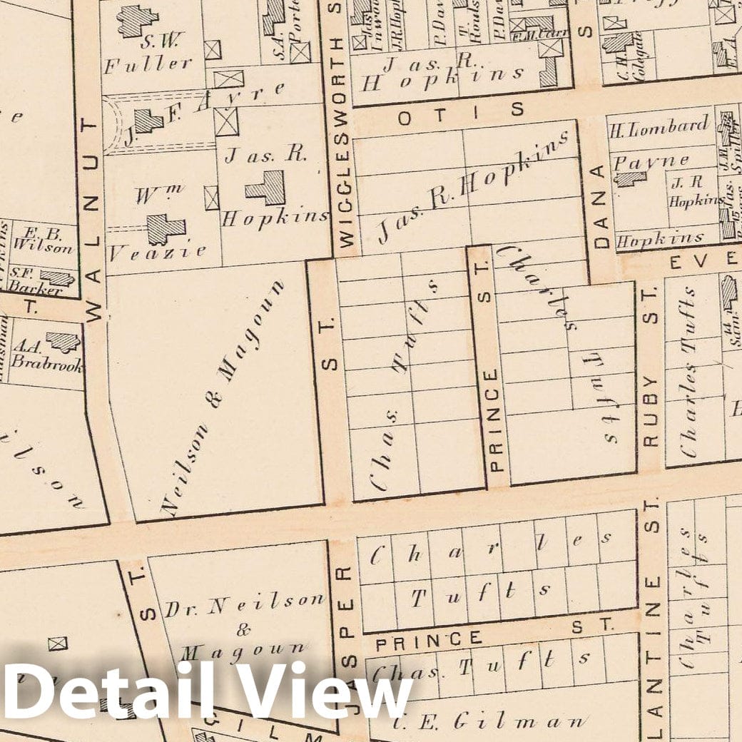Historic Map : Atlas City of Somerville, Somerville 1874 Plate H , Vintage Wall Art