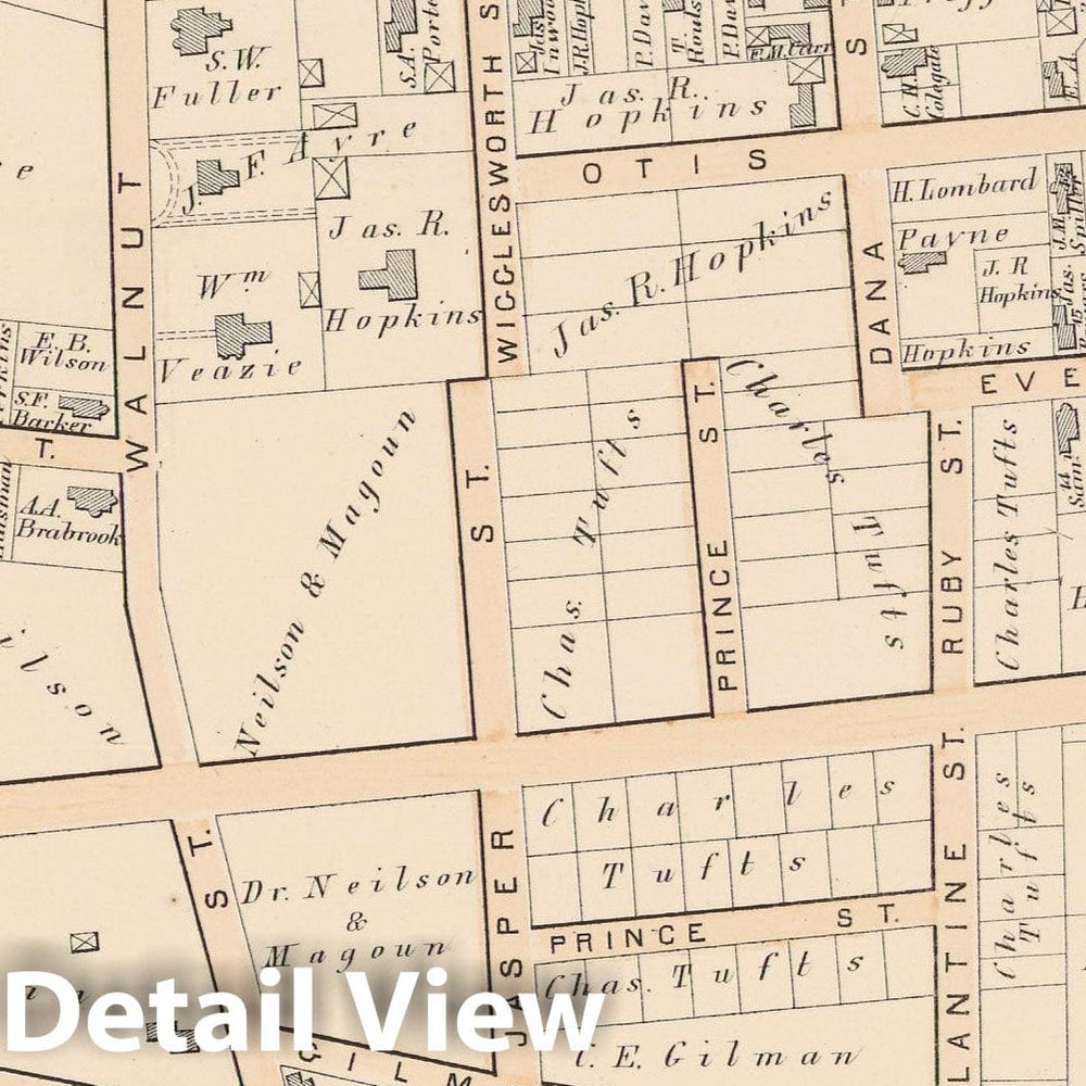 Historic Map : Atlas City of Somerville, Somerville 1874 Plate H , Vintage Wall Art