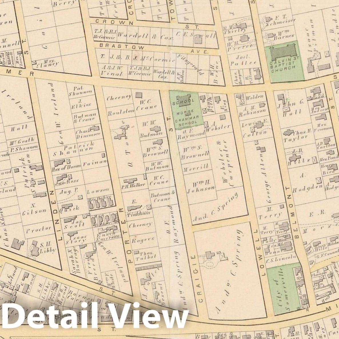 Historic Map : Atlas City of Somerville, Somerville 1874 Plate J , Vintage Wall Art