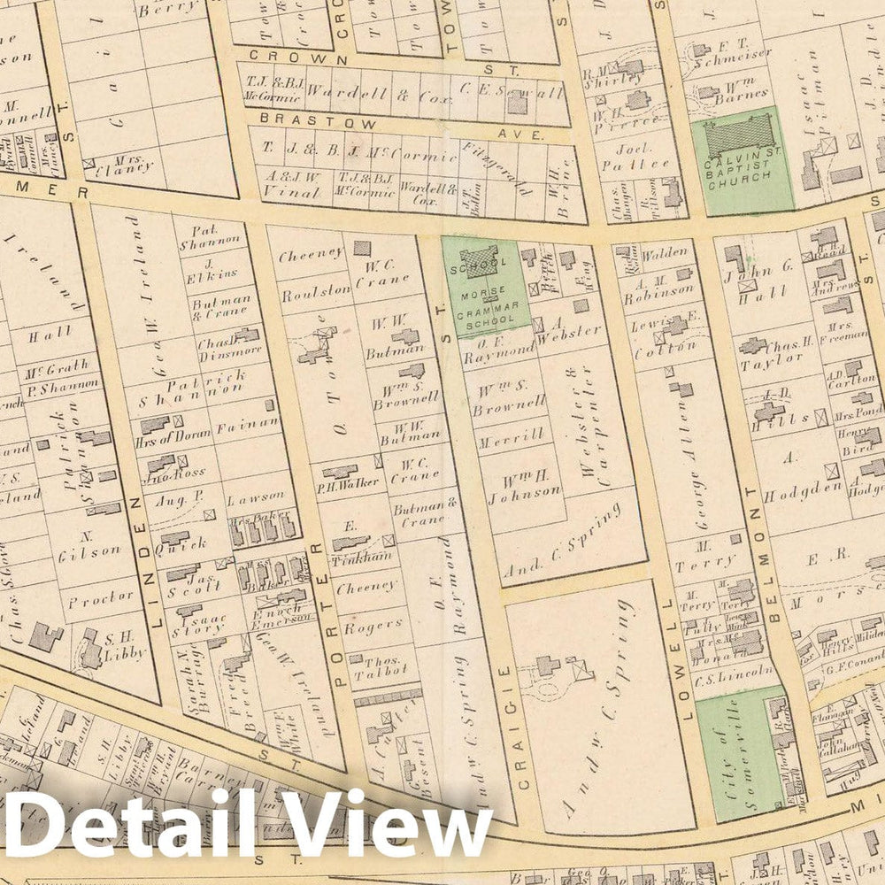 Historic Map : Atlas City of Somerville, Somerville 1874 Plate J , Vintage Wall Art