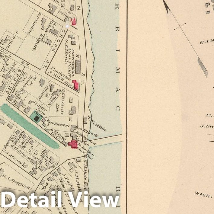 Historic Map : Atlas of Essex County, Groveland 1884 , v2, Vintage Wall Art