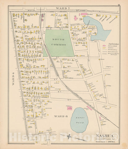 Historic Map : Nashua 1892 , Town and City Atlas State of New Hampshire , v3, Vintage Wall Art